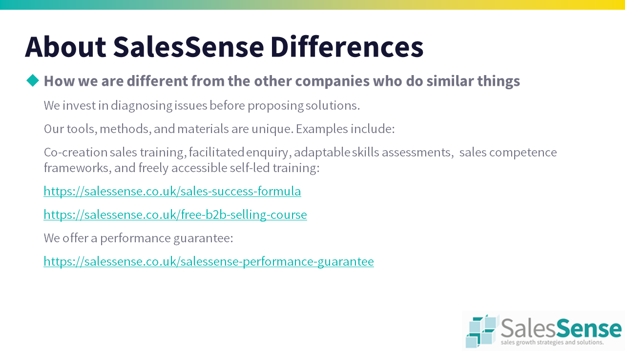 How SalesSense is different from those who do similar things.